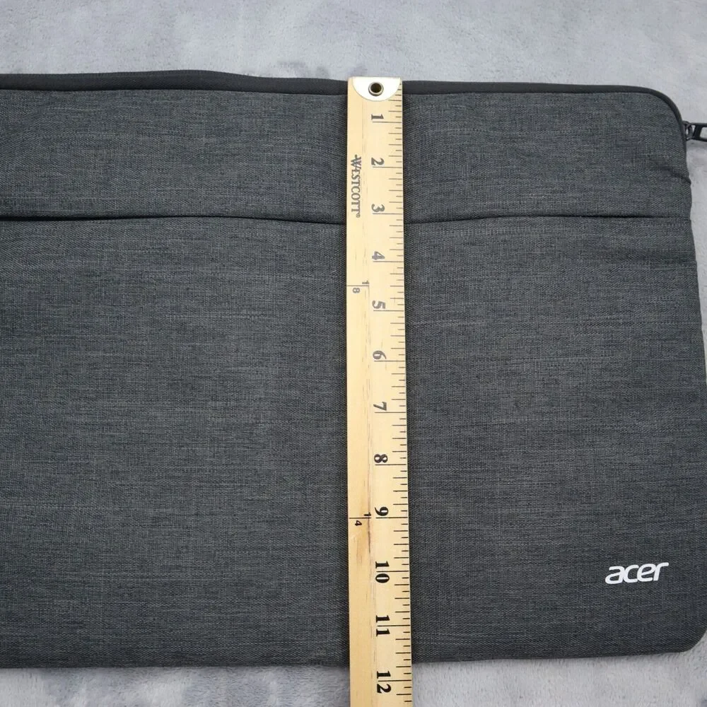 Acer Laptop Electronic Tablet Gray Heathered Sleeve Pocket Zip Closure 16x11.5